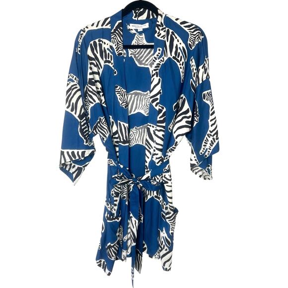 Emerson Fry India Collection Zebra Print Kimono Robe Boho Duster Size XS/Small - Picture 3 of 8